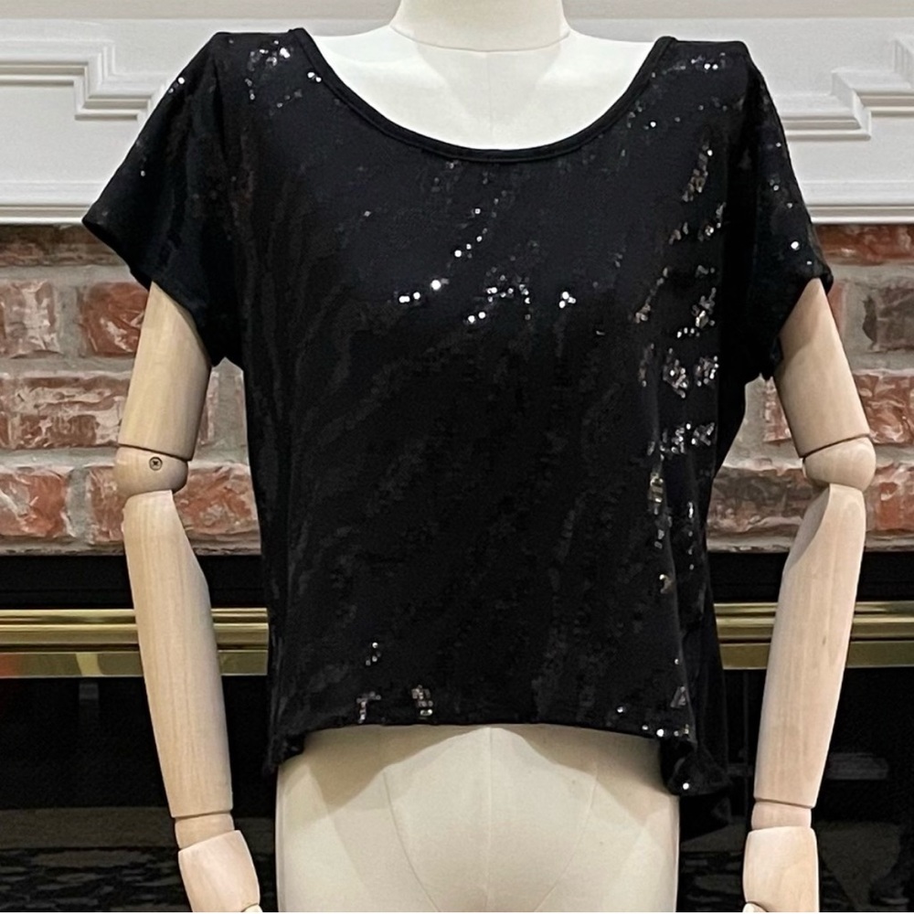 NWT Romeo & Juliet Couture zebra patterned sequin crop top / M